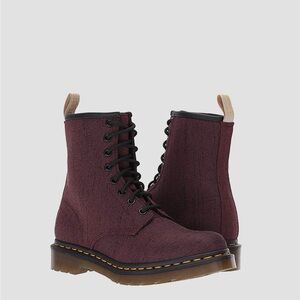 Dr. Martens Vegan Castel 8 Eyelet Boots in A Burgundy/maroon color